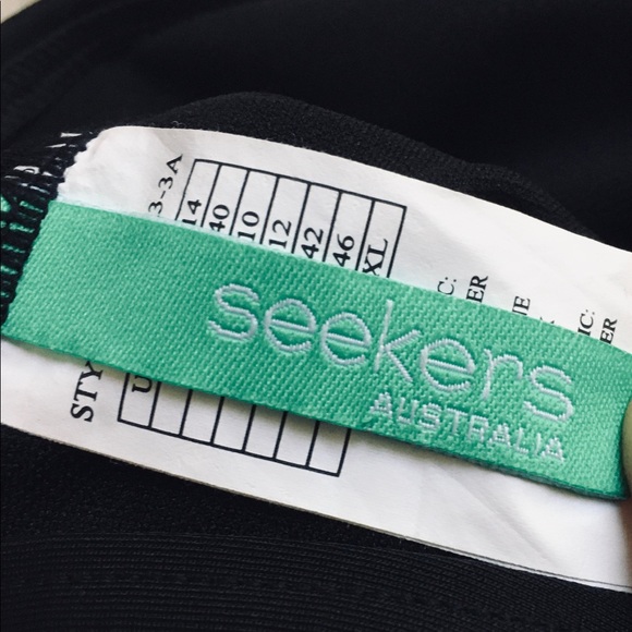 Seekers Australia One Piece Swimsuit Sheer Middle Black & Blue Women’s Size 10 - Picture 9 of 10